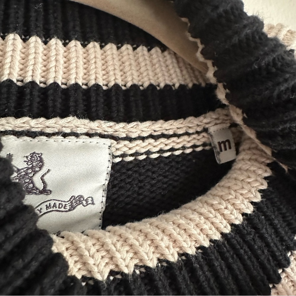Denimist Cropped Sailor‎ Stripe Turtleneck Sweater in Black/Tan - Picture 4 of 11